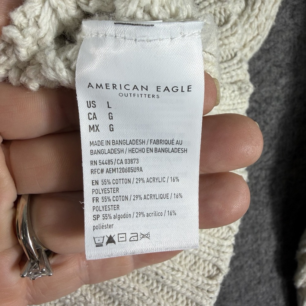 American Eagle Sweater Womens L Cotton Blend Cable Knit Fisherman Minimalist - Picture 6 of 8